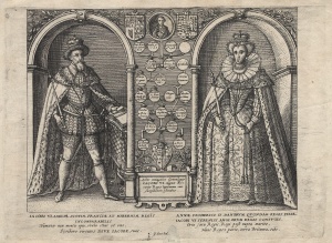 A drawing of James I & VI of England and Scotland and his queen consort Anne of Denmark.